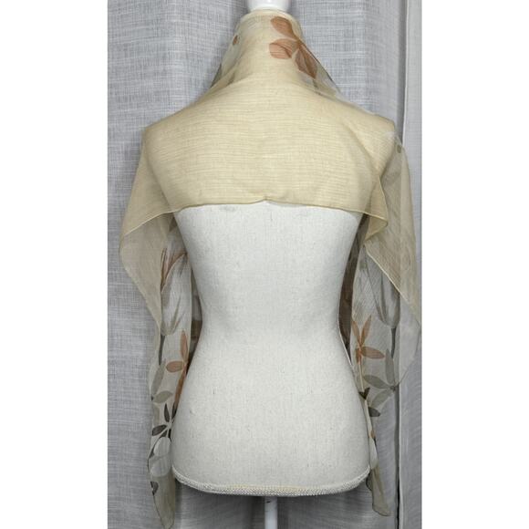 Jones New York Beige Tan Orange Floral Abstract Print Rectangle Scarf - Picture 4 of 4